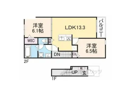 グラン・サフィールⅠ(2LDK/2階)の間取り写真