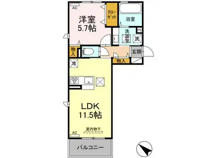 D-ROOMA隈府A・B(1LDK/1階)の間取り写真