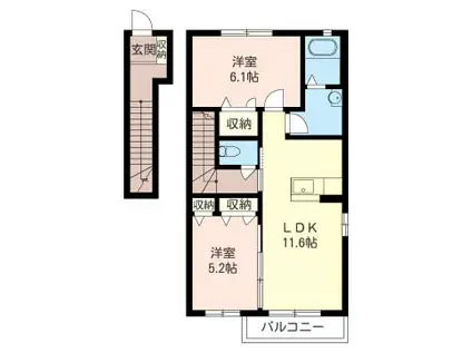 ロワールA(1LDK/1階)の間取り写真