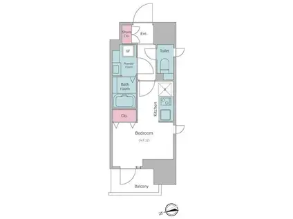 レジディア大森II(ワンルーム/12階)の間取り写真