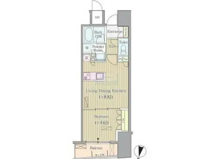 リンデンコート市ヶ谷(1LDK/3階)の間取り写真