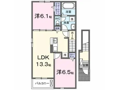 エクセレント・ヴェル I(2LDK/2階)の間取り写真