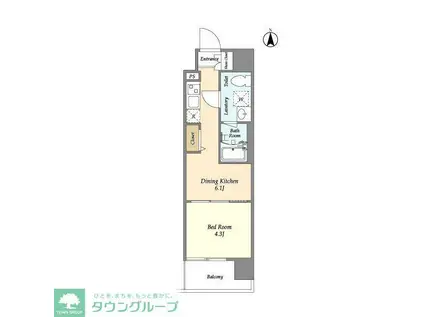 プライマル西大島駅前(1DK/8階)の間取り写真