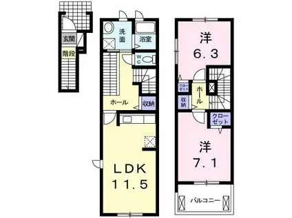 ジェントリー(2LDK/2階)の間取り写真