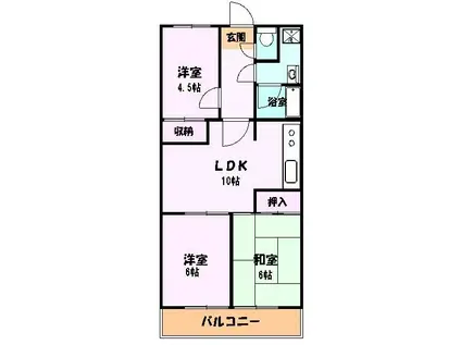 グラスコート町田(3LDK/4階)の間取り写真