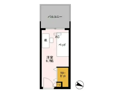 ロイヤルパークスER万代 SHARE万代(ワンルーム/3階)の間取り写真