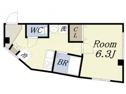 ルバート池島(1K/4階)の間取り写真