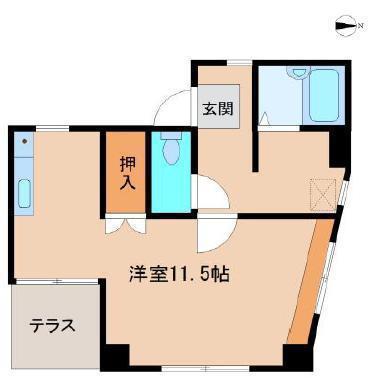 サンパーク谷川(ワンルーム/3階)の間取り写真