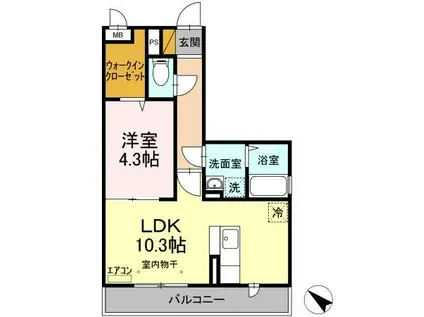 シティレグルス(1LDK/2階)の間取り写真