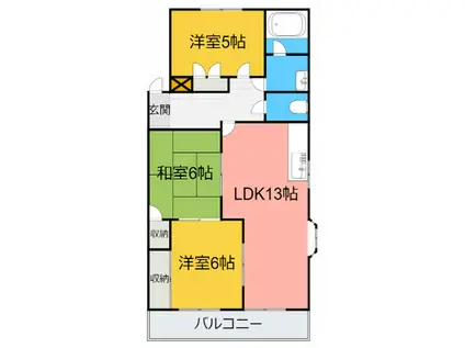 サンメゾン一ツ木 II(3LDK/3階)の間取り写真