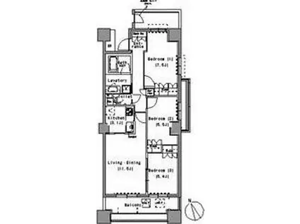 パークアクシス白壁(3LDK/12階)の間取り写真