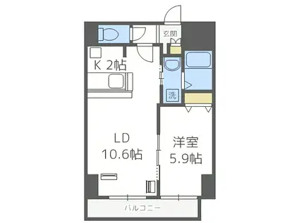 サンコート本郷通ガーデンヒルズ(1LDK/12階)の間取り写真