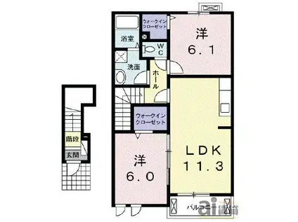 プレジールI(2LDK/2階)の間取り写真