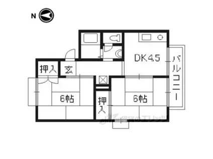 CASADE池尻B棟(2DK/1階)の間取り写真