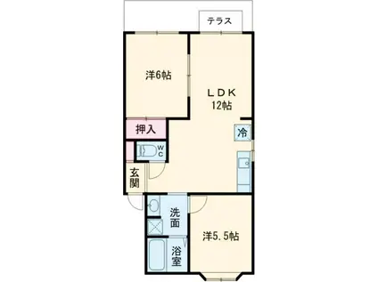 スカイハイツ中戸(2LDK/1階)の間取り写真