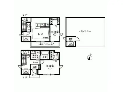 ヴィエンナ(2LDK/1階)の間取り写真