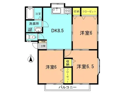 ロイヤルパークI(3DK/1階)の間取り写真