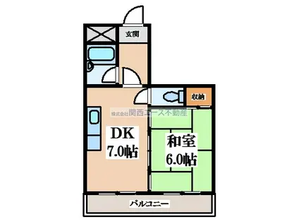 新星ビル布施(1DK/2階)の間取り写真