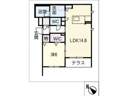 ニューヴィレッジ(1LDK/1階)の間取り写真