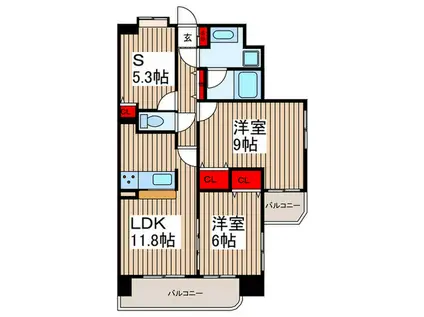セントレー竹ノ塚第2(2SLDK/8階)の間取り写真