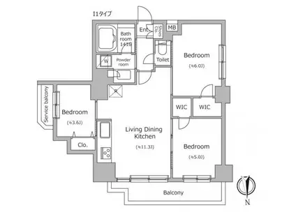 ドゥーエ南千住(3LDK/6階)の間取り写真