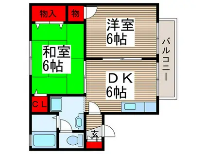グレイスヴィラ(2DK/2階)の間取り写真