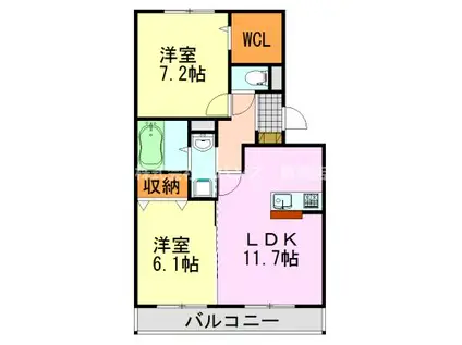 ルーチェ(2LDK/1階)の間取り写真