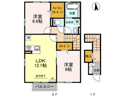 ライフコート上越(2LDK/2階)の間取り写真