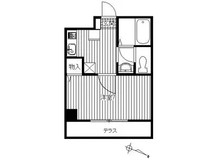 ファミール二子(1K/2階)の間取り写真
