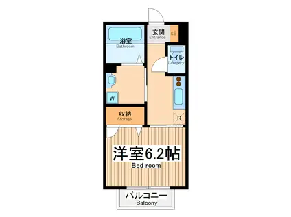 ヴィレッジカズン一番館(1K/2階)の間取り写真