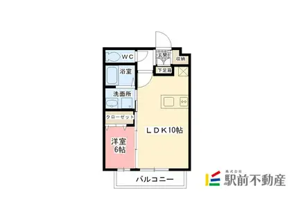 メゾンドソレイユ(1LDK/1階)の間取り写真