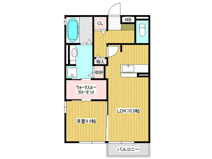 プリエ・ボヌール(1LDK/2階)の間取り写真