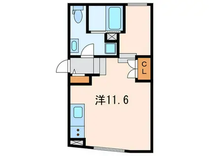 ALERO三軒茶屋(ワンルーム/1階)の間取り写真