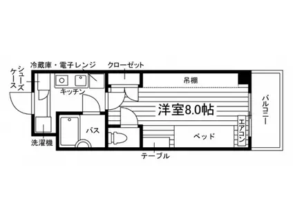 スチューデント永田(1K/1階)の間取り写真