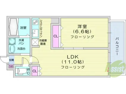 八乙女中央弐番館(1LDK/3階)の間取り写真