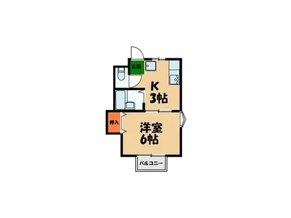 BSコーポ(1K/2階)の間取り写真