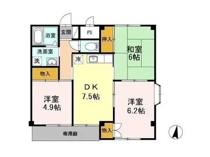 サンライズいわざき(3DK/1階)の間取り写真