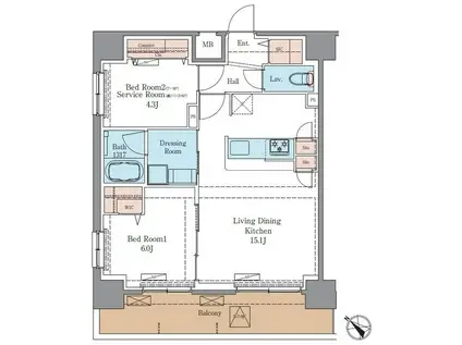 LUXENAプラスPAWS南行徳(1SLDK/5階)の間取り写真