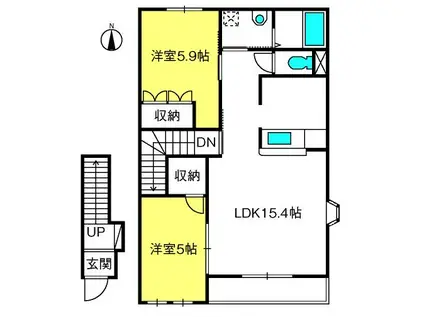 ポラリス弐番館(2LDK/2階)の間取り写真