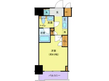 プレール・ドゥーク北品川(1K/2階)の間取り写真