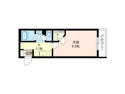 SUN LEAVES 武蔵中原(1K/2階)の間取り写真