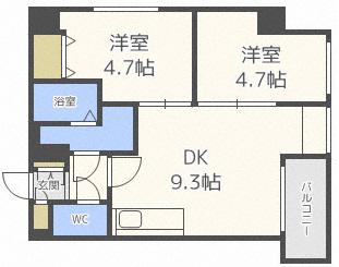 カサトレスベレーザ(2LDK/6階)の間取り写真