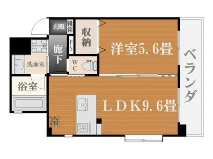 ドリーム城南(1LDK/7階)の間取り写真