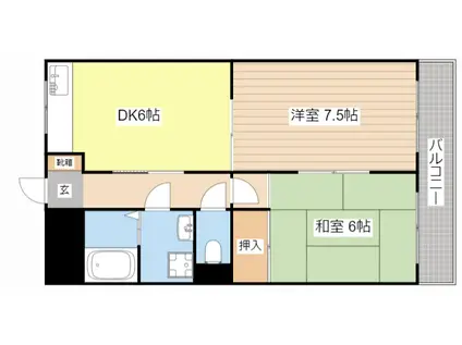 サンクレールI(2DK/1階)の間取り写真