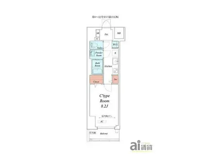 リブリ・ユウシン(1K/4階)の間取り写真