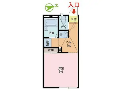 エスペランサ(1DK/2階)の間取り写真