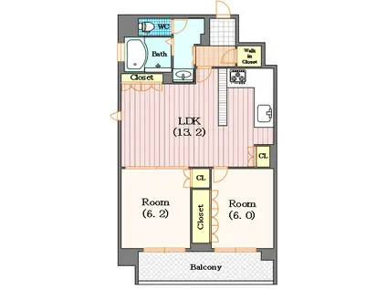 リーガル北堀江(2LDK/11階)の間取り写真