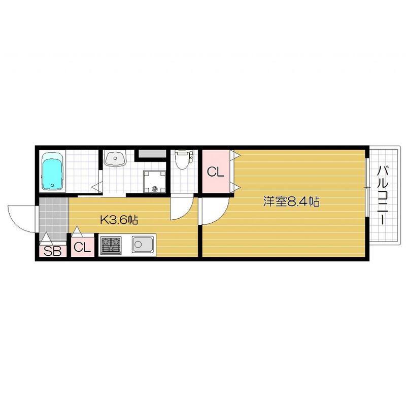 サンハイツ二番館(1K/1階)の間取り写真