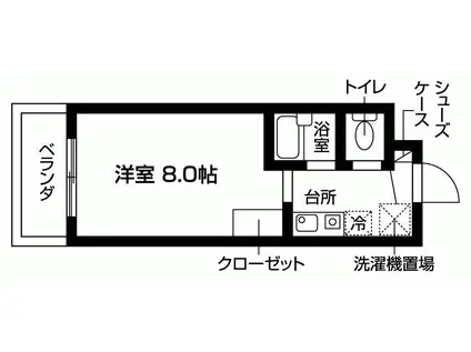 ピュアパレス江戸川台(1K/1階)の間取り写真