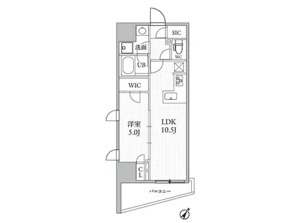 シーズンフラッツ大井町(1LDK/13階)の間取り写真